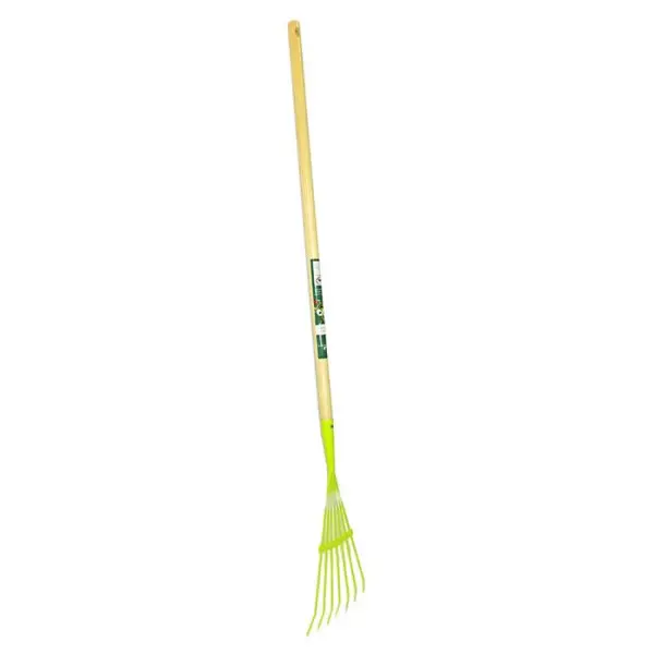 Balai de jardin vert pour enfant fil plat 7 dents en métal L80cm
