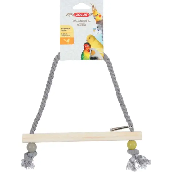 Balancoire corde perchoir bois pour oiseau