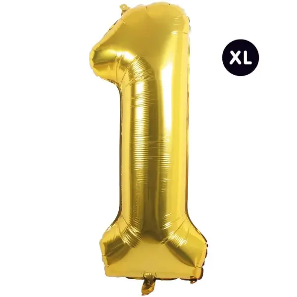 Ballon aluminium chiffre "1" doré, haut. 86 cm