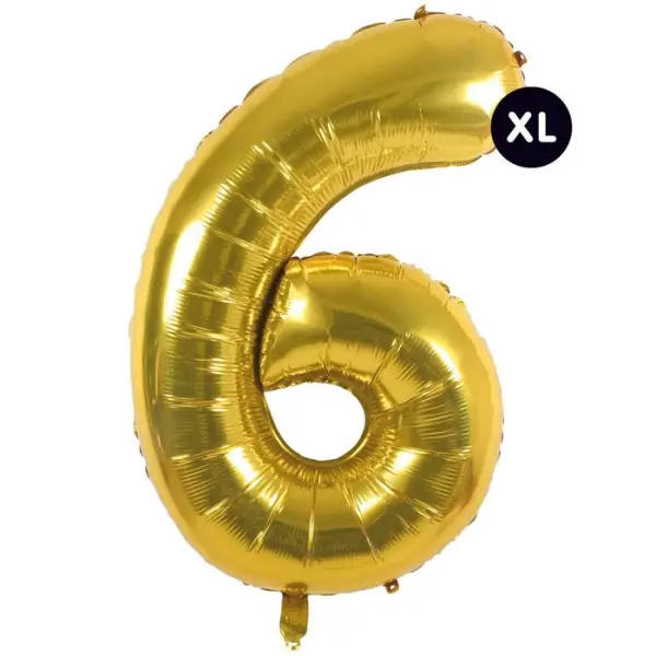 Ballon aluminium chiffre "6" doré, haut. 86 cm