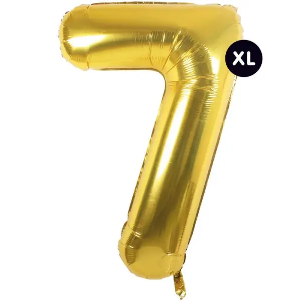 Ballon aluminium chiffre "7" doré, haut. 86 cm