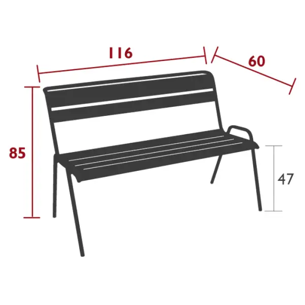Banc d'extérieur MONCEAU en acier vert cactus - 116x60x85 cm