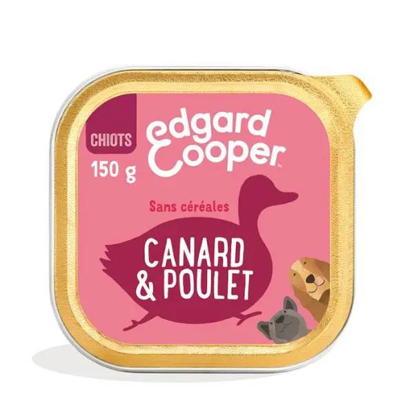 Barquette Edgard&Cooper canard et poulet pour chiot - 150 g