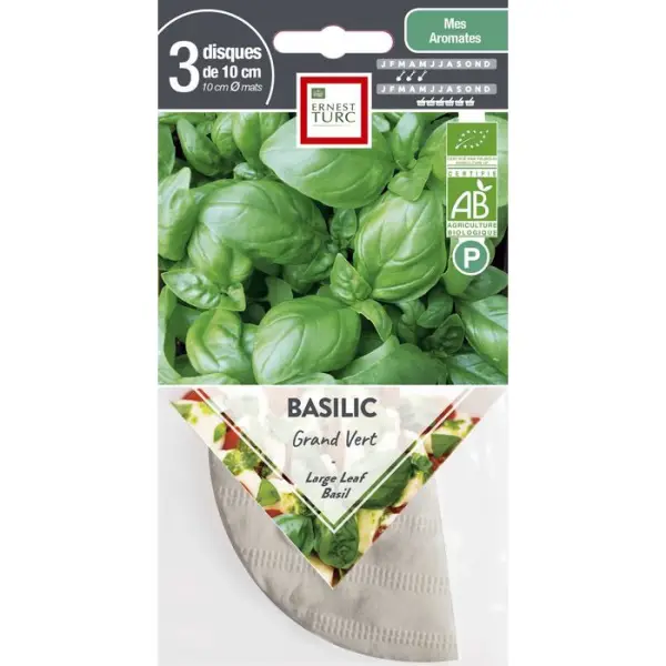 Graines de basilic grand'vert Bio en disque pré-semé en sachet
