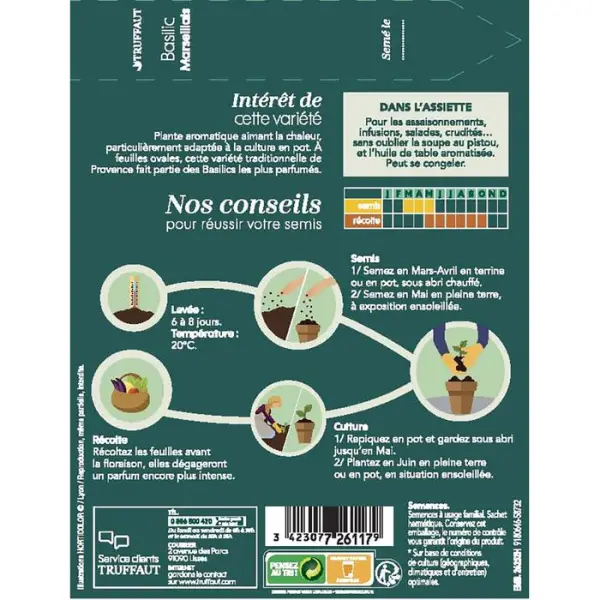 Graines de basilic marseillais en sachet