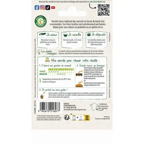 Graines de basilic Pistou en sachet