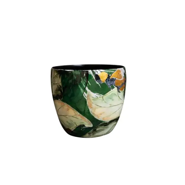 Cache-pot 'Bee' en métal époxy, coloris vert - D.17xH.15cm