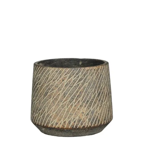 Cache-pot Camino, coloris marron foncé - H.11,5xD.13,5cm