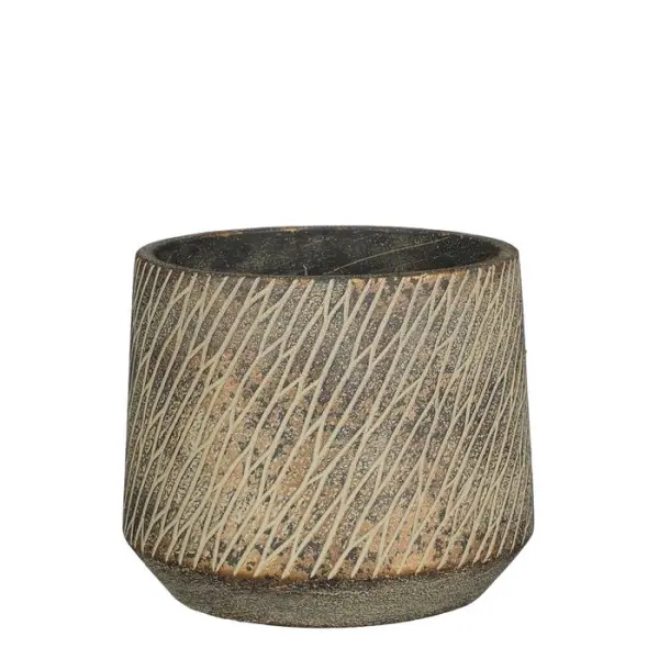 Cache-pot Camino, coloris marron foncé - H.12,5xD.15cm