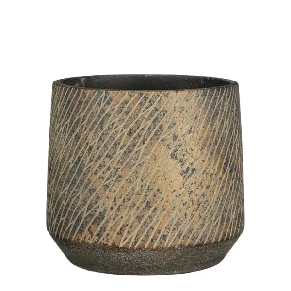 Cache-pot Camino, coloris marron foncé - H.16,5xD.18,5cm