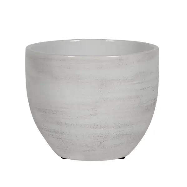 Cache-pot Ferry, en grès, coloris blanc - D.16xH.14cm