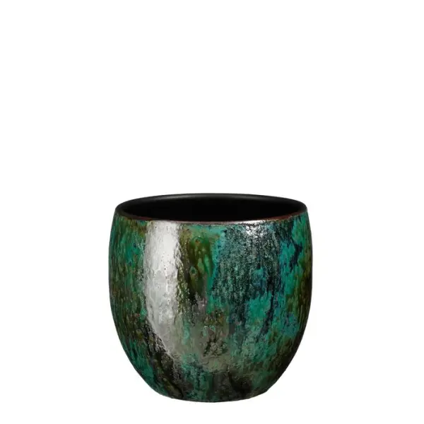 Cache-pot Loren en terre cuite, coloris bleu - H.20xD.20cm