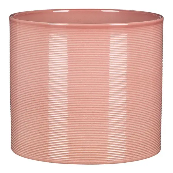 Cache-pot 'Lychee' en céramique, coloris rose litchi - D.16cm