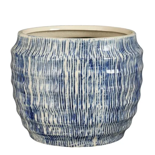 Cache-pot Martha bleu H.15,5xD.19cm