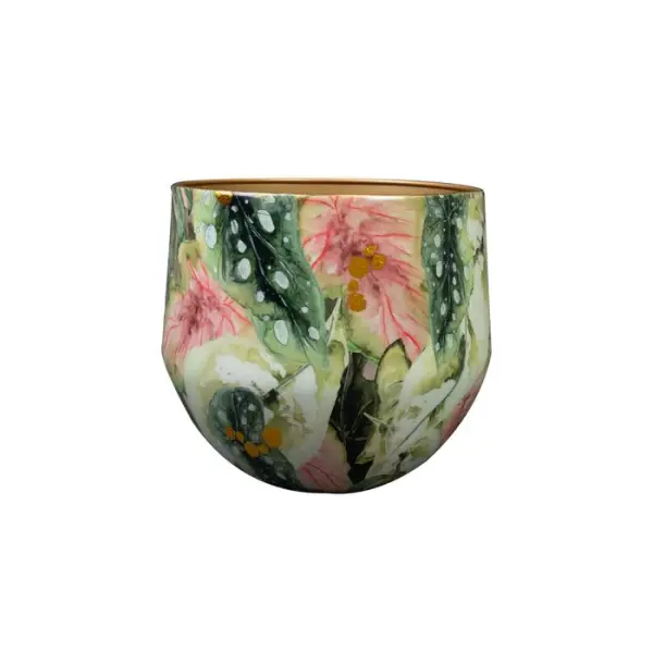 Cache-pot 'Monstera Mystery', en métal époxy - D.28xH.25cm
