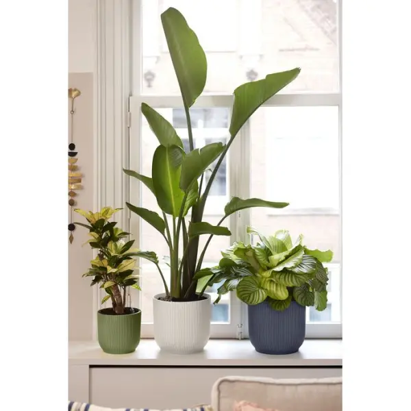 Cache-pot rond Vibes Fold, coloris blanc lin - D.18cm