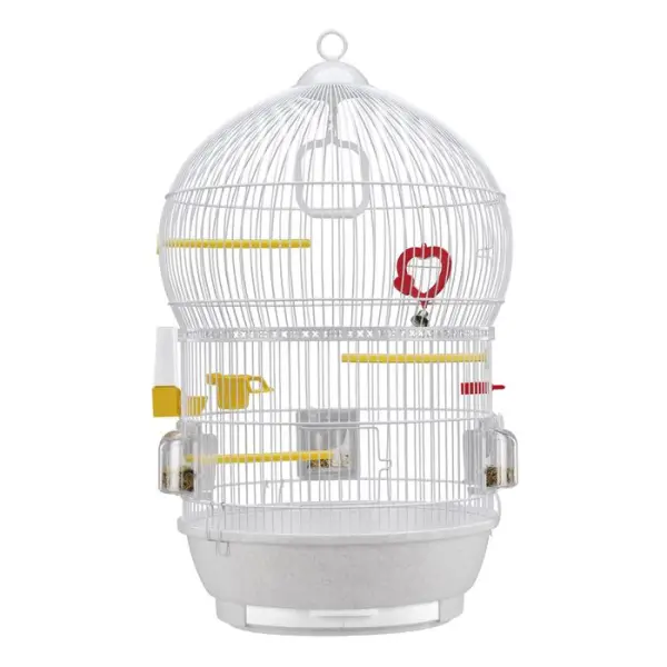 Cage Bali ronde blanche en fer pour oiseaux H. 68.5 D. 43.5 cm
