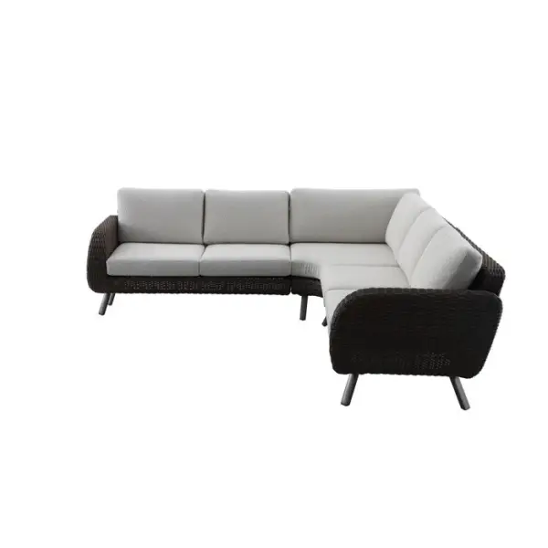Canapé d’angle de jardin OMEGA, brun/écru chiné - 229x229xH.74cm