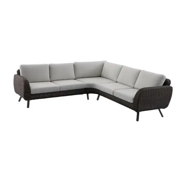 Canapé d’angle de jardin OMEGA, brun/écru chiné - 229x229xH.74cm