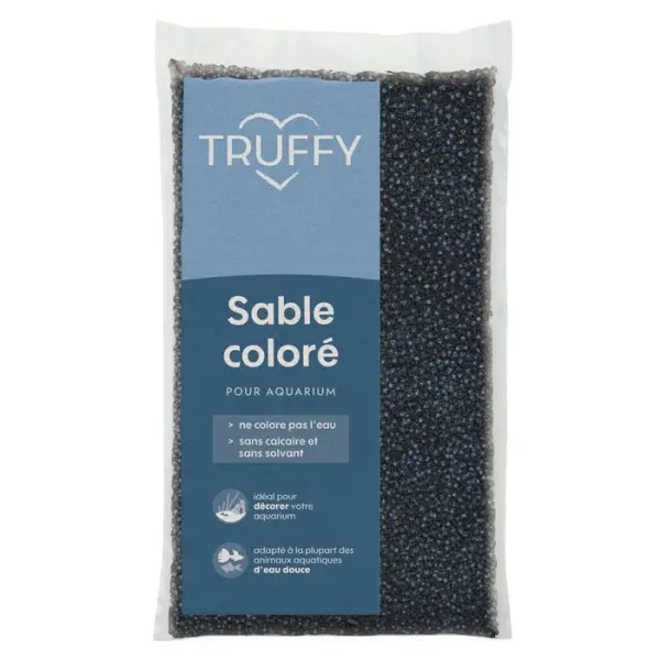 Sable coloré pour aquarium d'eau douce bleu/noir - 12Kg