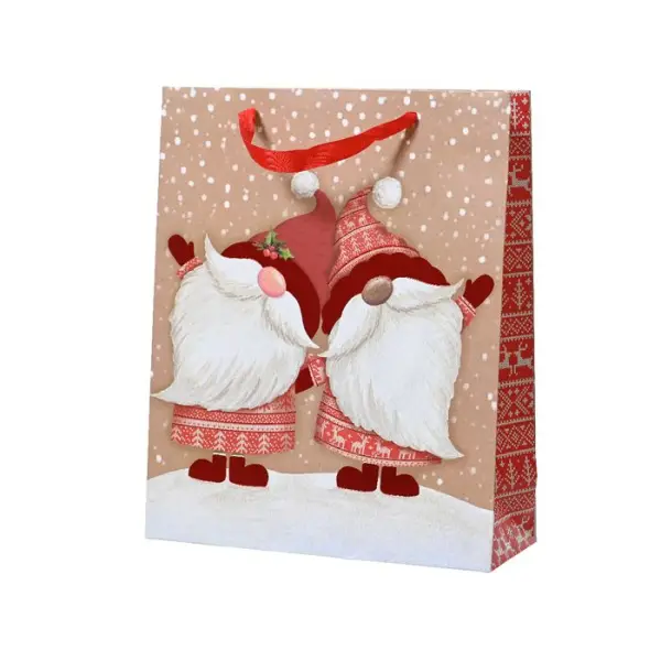 Sac cadeau de Noël, coloris rouge - 10x26xH.32cm