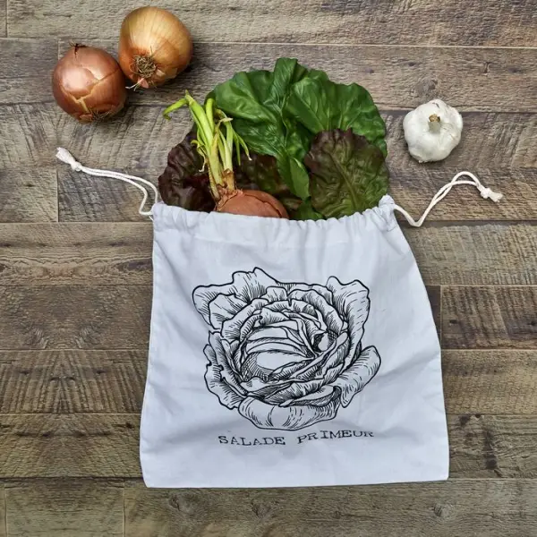 Sac de conservation salade en coton 35x35cm