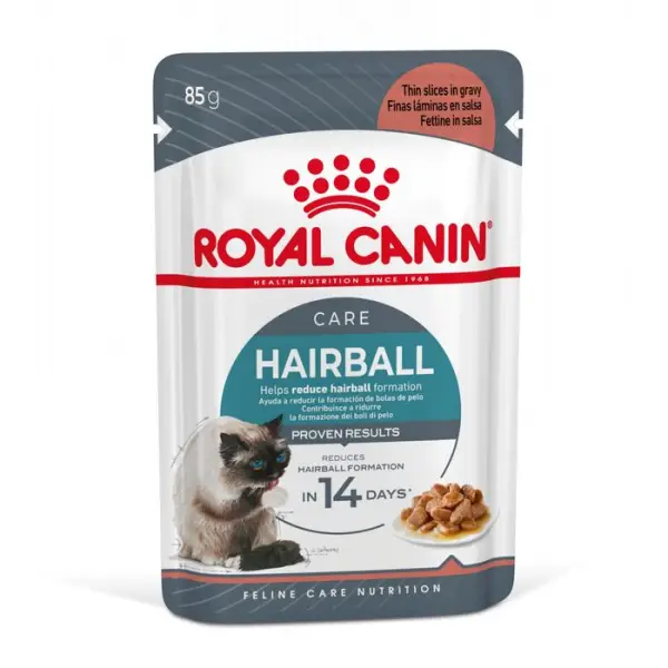 Bouchées sauce chat réduit les boules de poils Hairball 12x85g