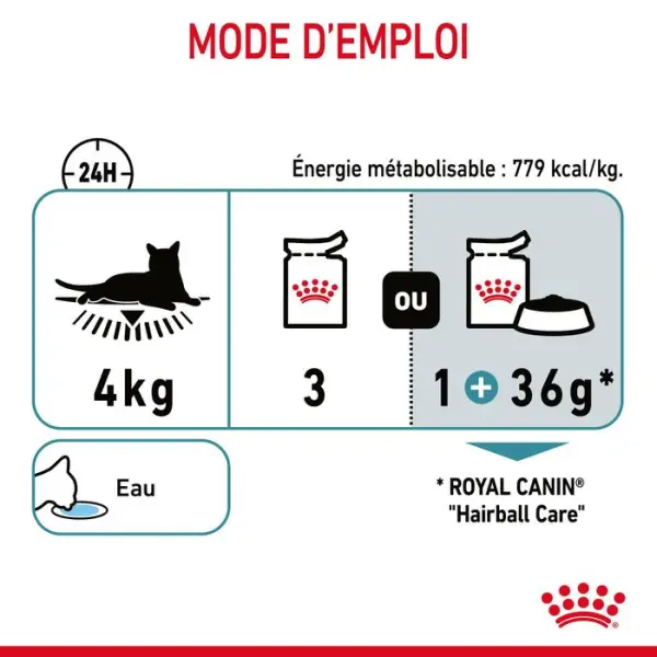 Bouchées sauce chat réduit les boules de poils Hairball 12x85g