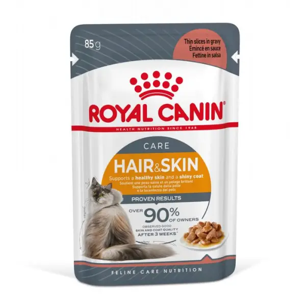 Bouchées sauce chat soin du poil et peau Hair&Skin 12x85g
