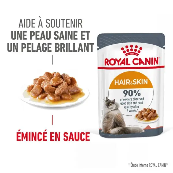 Bouchées sauce chat soin du poil et peau Hair&Skin 12x85g