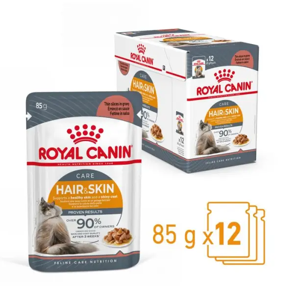 Bouchées sauce chat soin du poil et peau Hair&Skin 12x85g