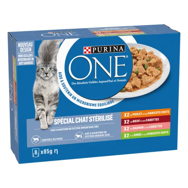 Sachet Purina One Spécial Chat Stérilisé : 8x85gr