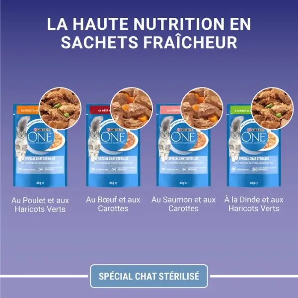 Sachet Purina One Spécial Chat Stérilisé : 8x85gr