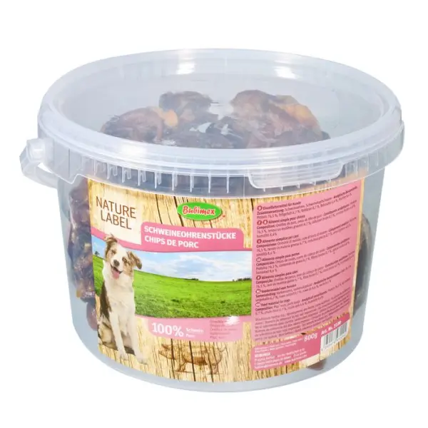 Chips de porc pour chien en seau 800g