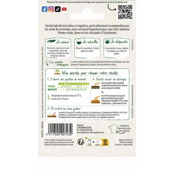 Graines de chou CabusTete de pierre Hybride F1 en sachet