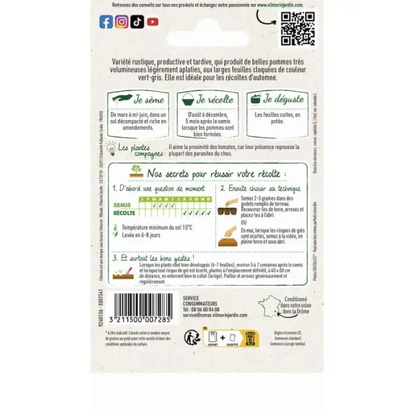 Graines de chou de Milan Gros des Vertus en sachet