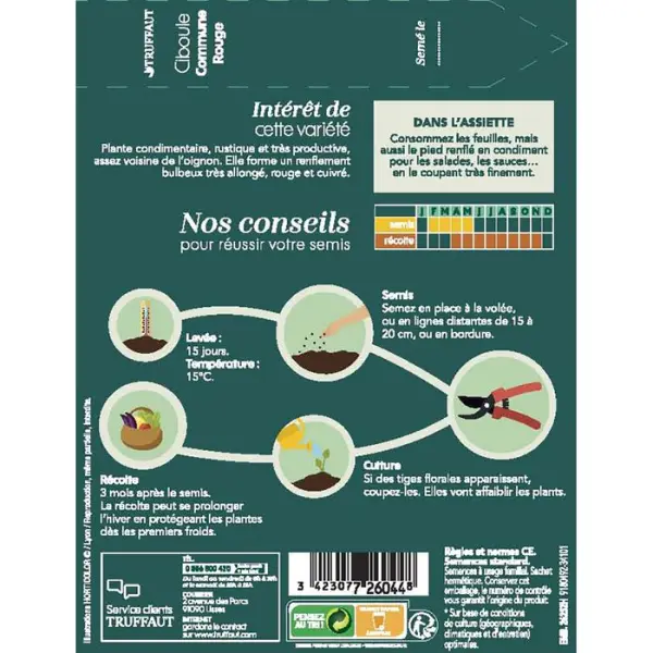 Graines de ciboule commune rouge en sachet