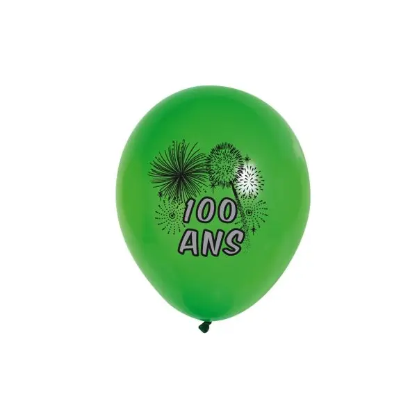 10 Ballons de Baudruche multicolore 100 ans