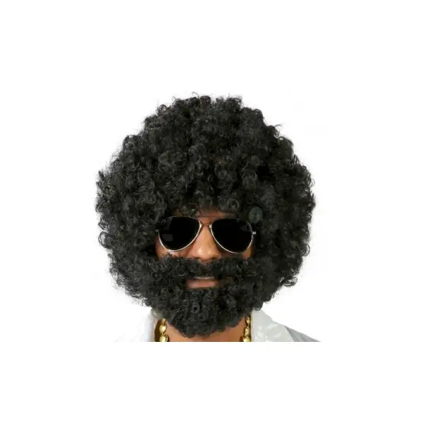 Perruque Afro Noire avec Barbe