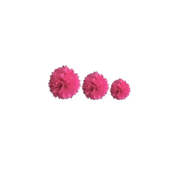 Décoration Pompon Fuchsia - assortiment de 3 tailles