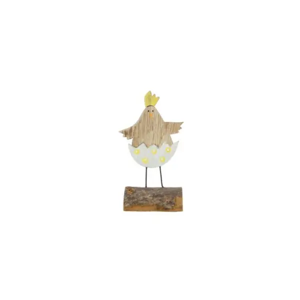 Marque-place – Pâques - Poule en Bois sur Socle - Fleurs