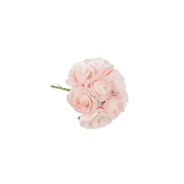 8 Grandes Roses en Mousse sur Tige - Rose
