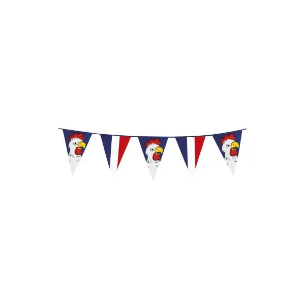 Guirlande de Fanions Géants Coq Gaulois et France - 8m