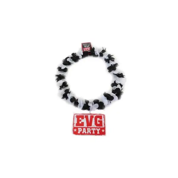 Collier de fleurs - Enterrement de vie de garçon (EVG) noir et blanc