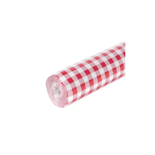 Rouleau de Nappe Damassé - Vichy Rouge - 50 Mètres