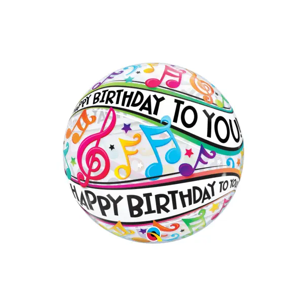 Ballon en Latex Sphérique Transparent - "Joyeux Anniversaire" - Musique