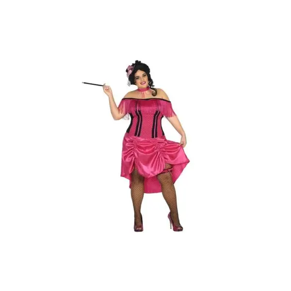 Déguisement Charleston pour Femme - Robe Rose à Franges et à Pois - Taille XXL
