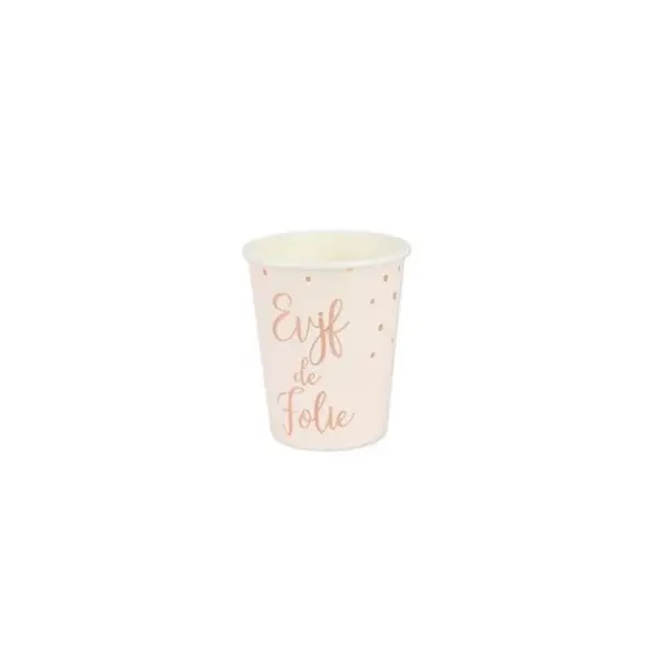 8 Gobelets en Carton - EVJF de Folie - Rose Gold