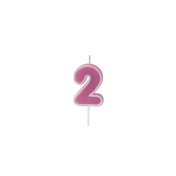 Bougie d’Anniversaire Chiffre 2 – Rose