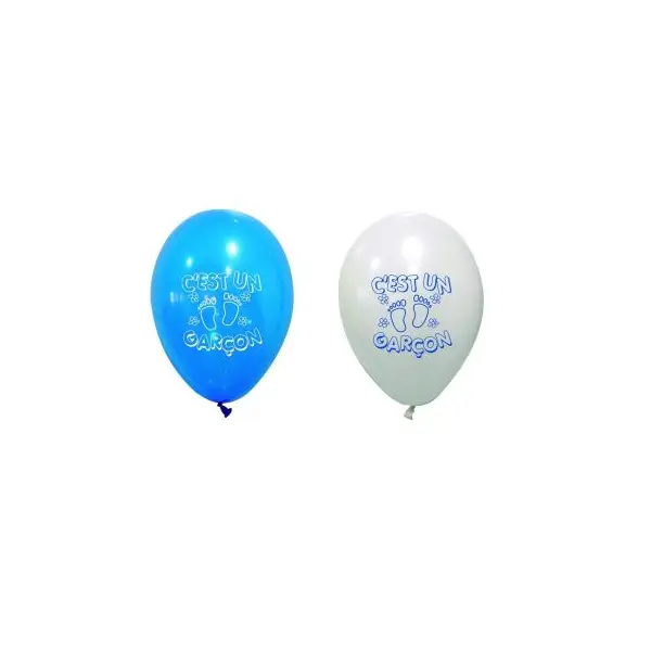 Ballons de Baudruche Blanc et Bleu "C'est un Garçon !"